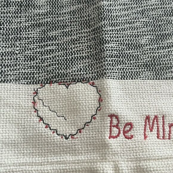 Be Mine Custom Embroidered Table Placemats Black Cream 19” by 13.75” Set Flaw - Picture 3 of 8
